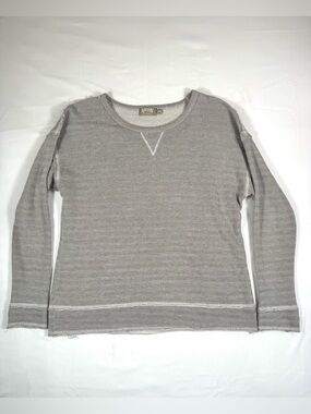 NATION LTD Womens Herringbone Sweatshirt M Raw Seam Distressed Quiet Luxury